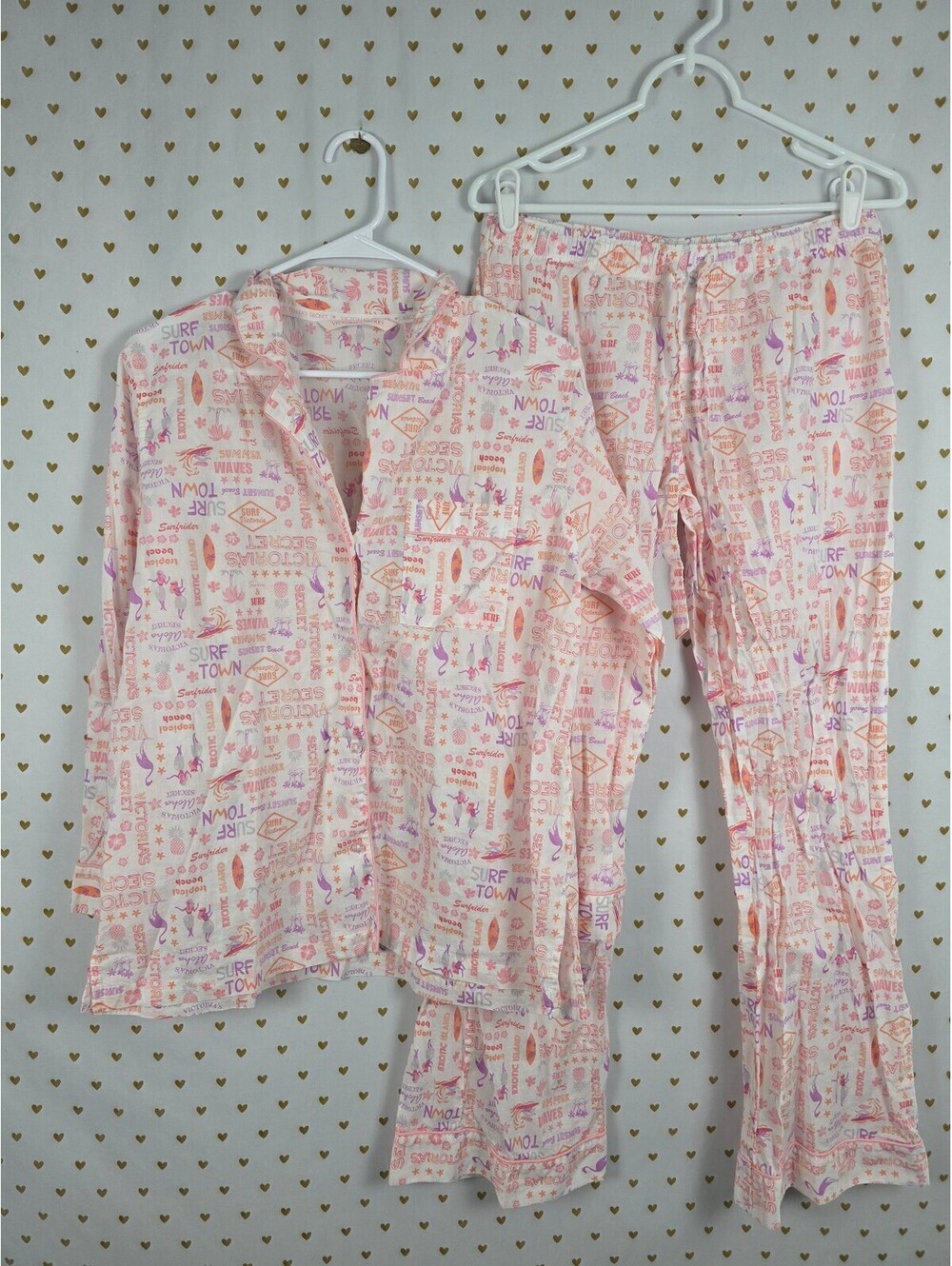 Victorias Secret Cute Medium Sleep Set 2pc Shirt Pants Medium